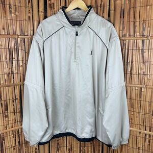 PGA TOUR 3-in-1 Pullover Windbreaker 1/4 Zip Beige Black Men's XXL Golf Outdoors